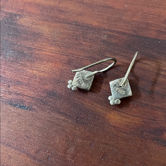 Vintage Blue Soladite Lapis Sterling Silver 925 Southwest Stud Earring Leverback - Picture 3 of 3